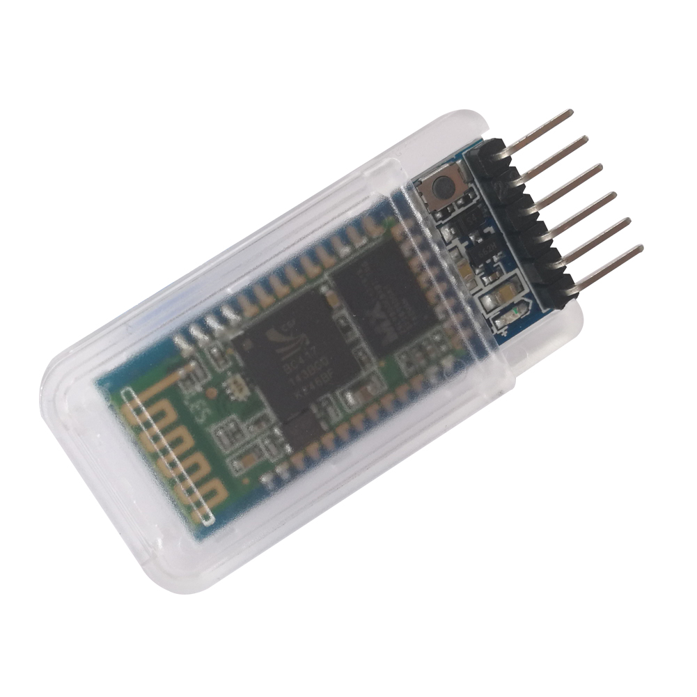 DSD TECH 六针 HC-05 底板实物图；市售克隆板的按键、EN/KEY 和 STATE 丝印可能不同